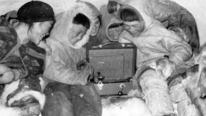 Historic Photo of Listening to Recordings